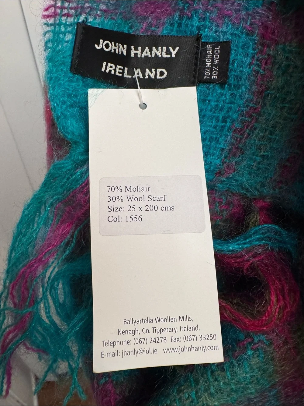 Teal and Magenta Plaid Fringe Scarf Wrap